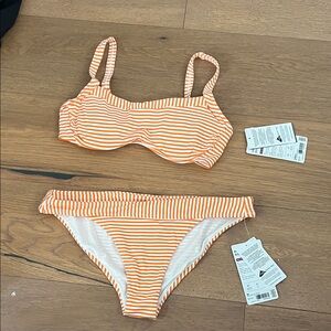 Athleta Orange Striped Women’s Swim Set